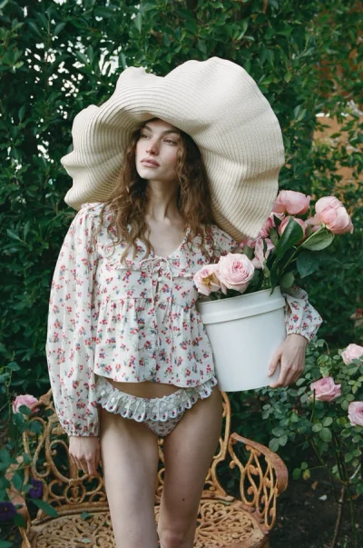Photo of Cherry Mae Top in Ivory on model, view 1