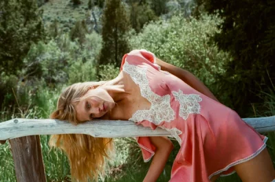Photo of Luna Rose Mini Dress in Pink on model, view 1