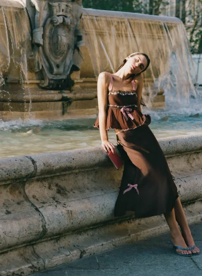 Photo of Katelyn Skirt in Neutral on model, view 1