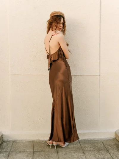 Photo of Jewel Maxi Dress in Neutral on model, view 1